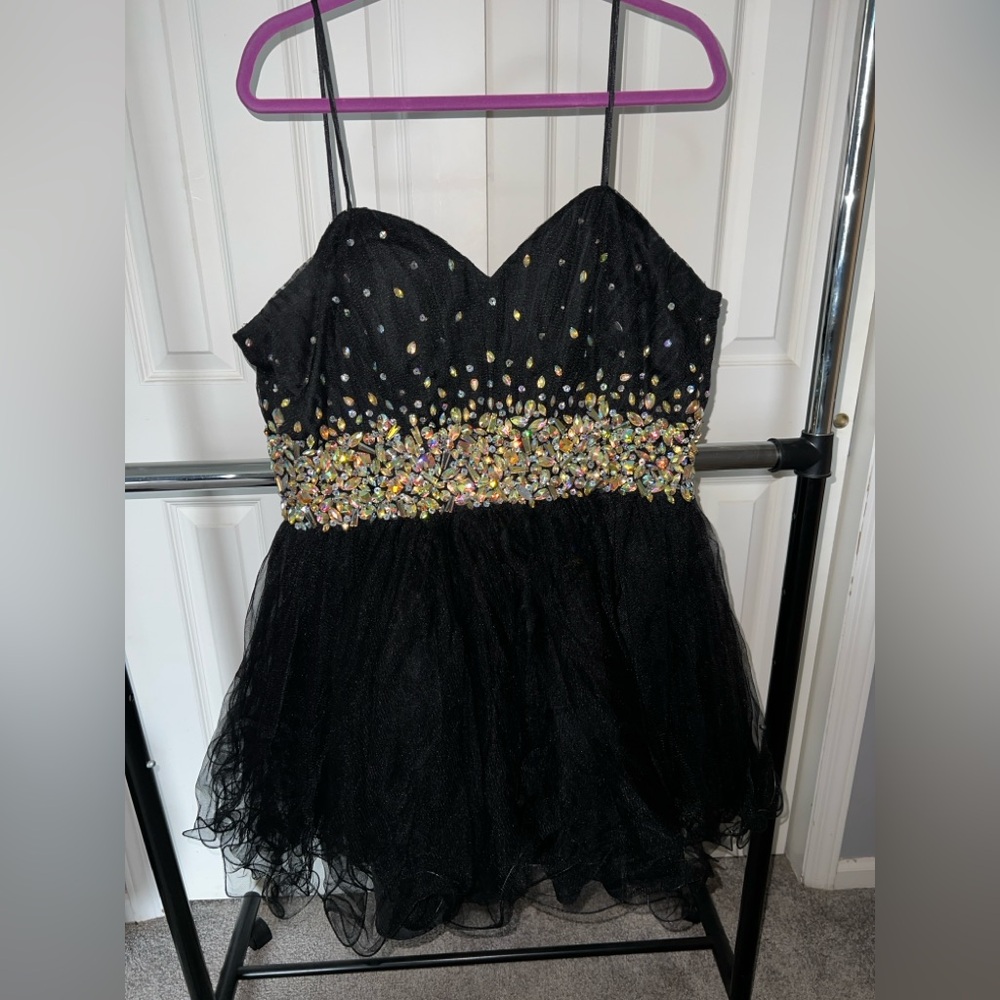Elegant Black Rhinestoned Dress